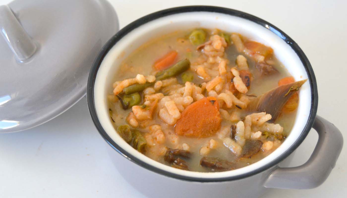 Receta de arroz caldoso con verduras - Menú de recetas vegetarianas veganas