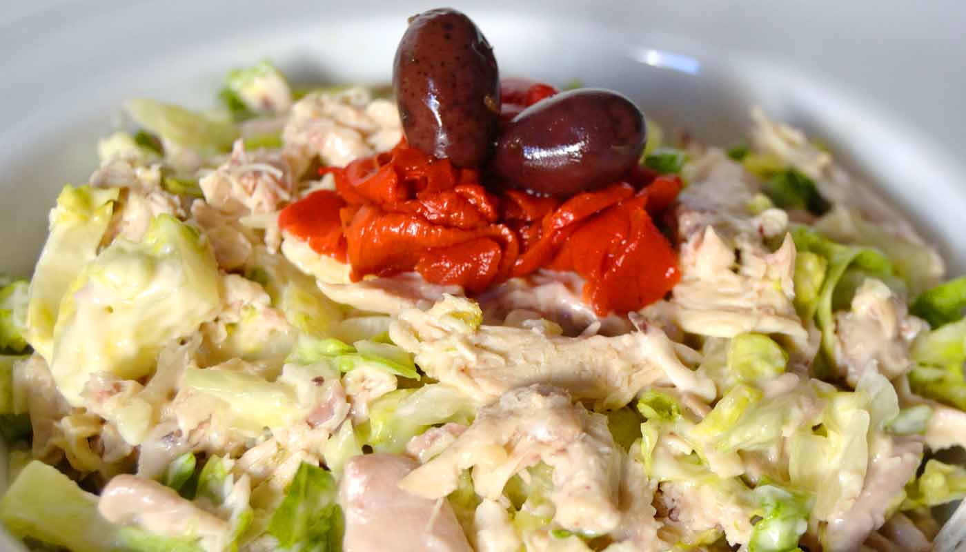 Receta de ensalada de pollo desmigajado - recetas de ensaladas - recetas de reaprovechamiento - recetas realfooding o real food