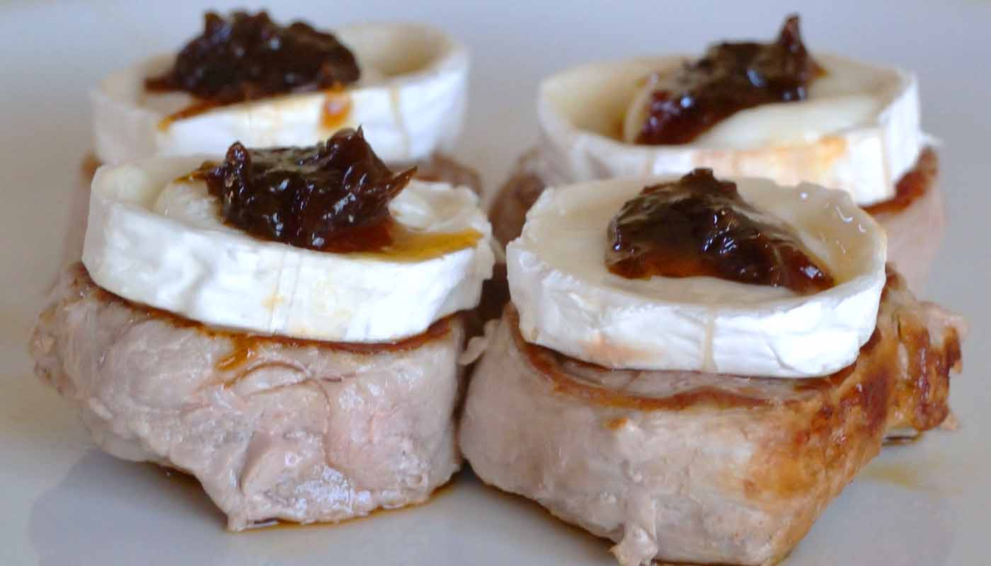Receta de medallones de cerdo con queso de cabra y mermelada - recetas con queso