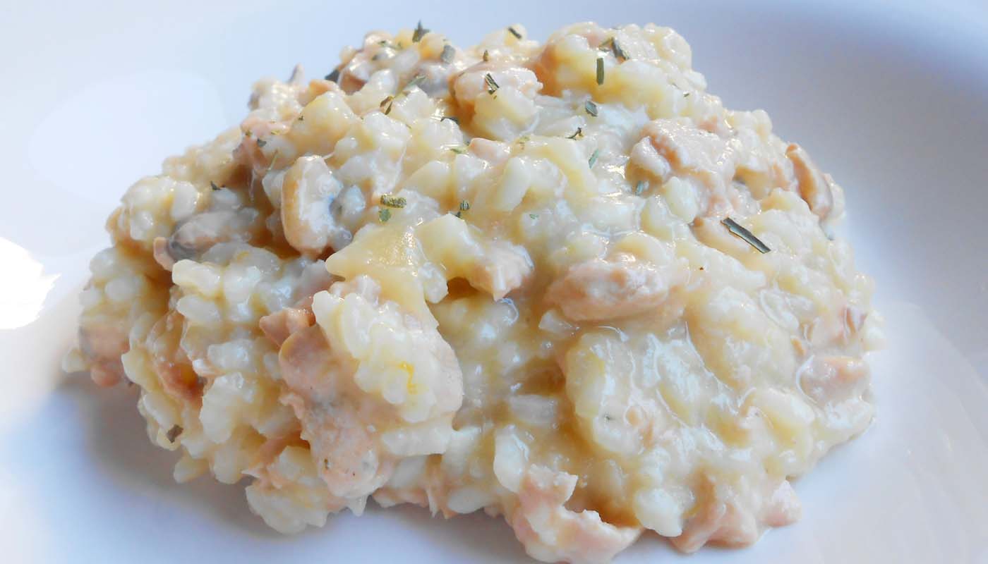 Receta de risotto de salmón, calabaza y queso camembert - recetas de risottos y arroces melosos - recetas con calabaza - recetas realfooding o real food