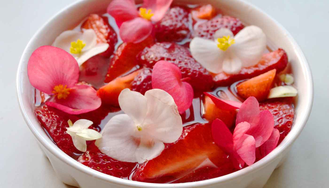 Receta de vinagreta de fresas y flores de begoña
